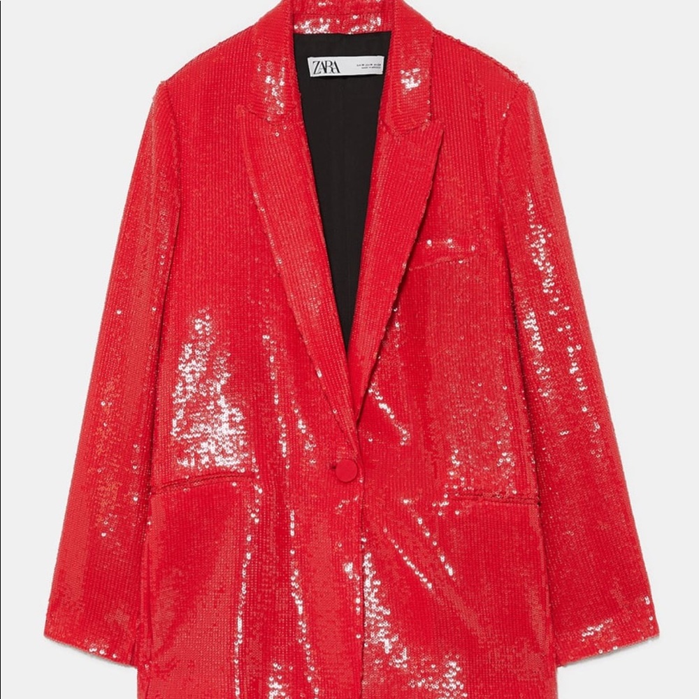ZARA RED SEQUIN BLAZER